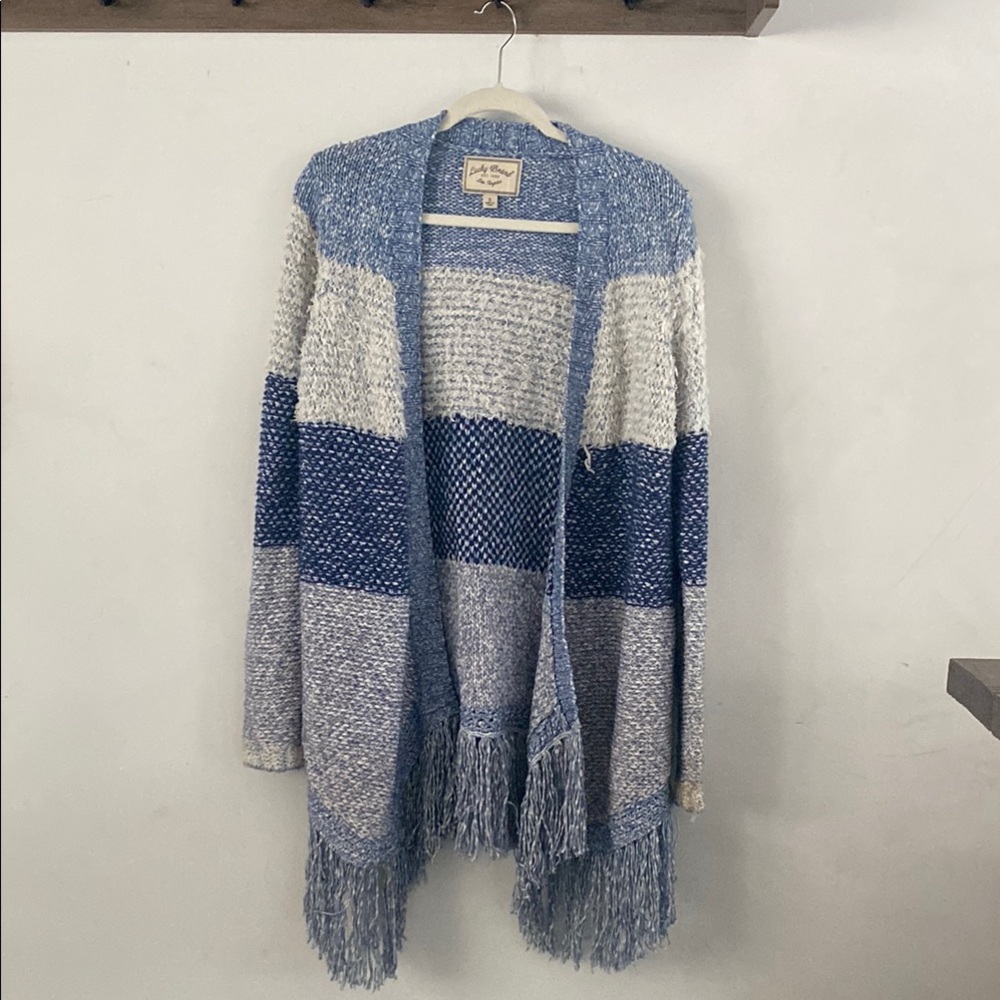 Lucky Brand Blue and White Cozy Cardigan